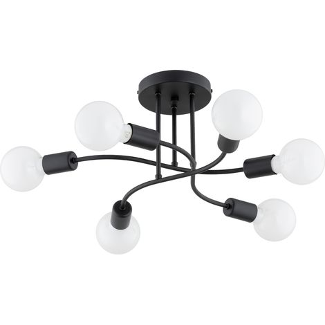 Plafonnier moderne noir spiralé 6xE27 15W Alfa Sejno (1/2)