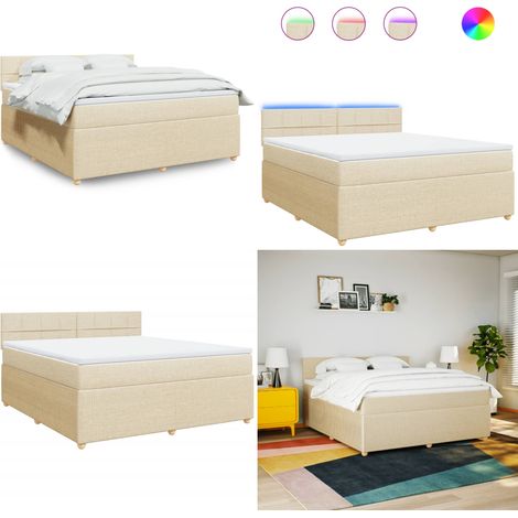 vidaXL Boxspringbett mit Matratze Creme 180x200 cm Stoff (1/5)
