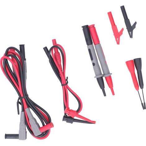 Lot de 10 câbles de test pour multimètre avec pinces crocodiles, sondes à aiguille et crochets de connexion, 1000 V, 10 A (1/5)