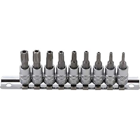 BGS Bit-Einsatz-Satz Antrieb Innenvierkant 6,3 mm (1/4") T-Profil (für Torx) mit Bohrung T10 - T50 9tlg. - 2165 (1/3)
