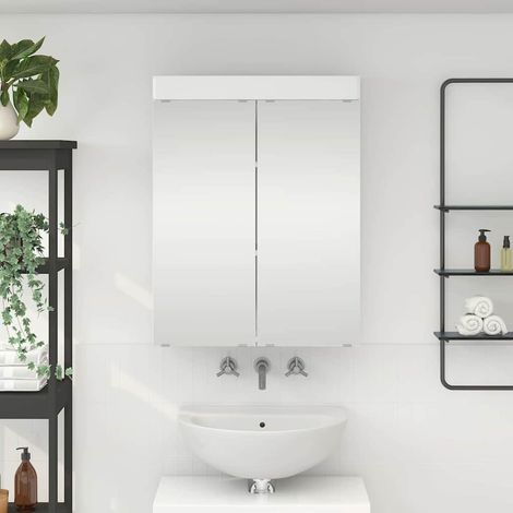 Badezimmerspiegelschrank TULUM Hochglanz Weiß 60 x 16,5 x 78 cm