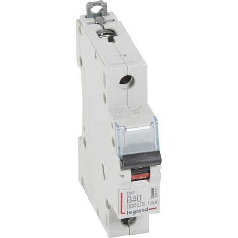 Disjoncteur DX³6000 10kA arrivée haute et départ bas à vis 1 Pôle 230V à 400V 40A courbe B 1 module LEGRAND 407421 (1/2)