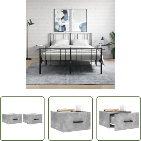 vidaXL Holzwerkstoff - Wand-Nachttische 2 Stk. Betongrau 35x35x20 cm (1/5)