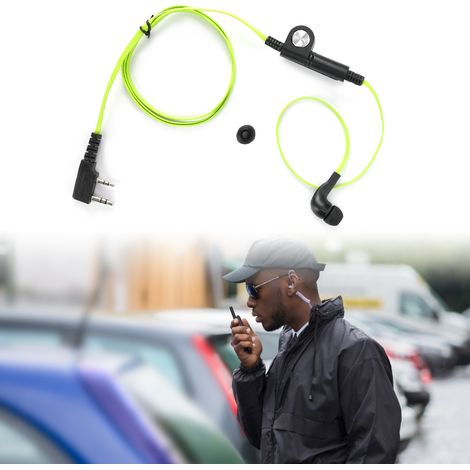 Micro-casque PTT intra-auriculaire vert compatible Kenwood Baofeng, avec micro intégré (1/5)