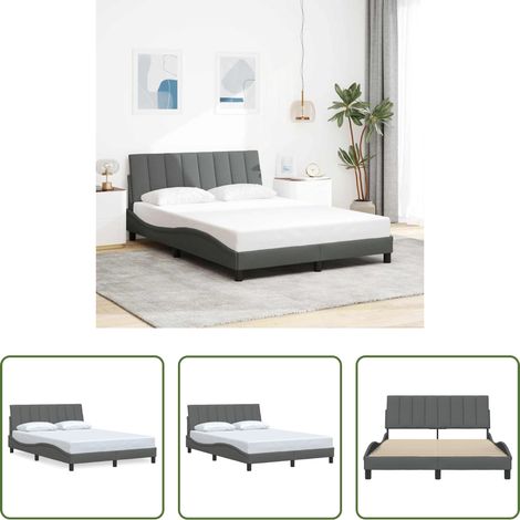 vidaXL Kopfteil - Bettgestell ohne Matratze "Hanko" Dunkelgrau 140x190 cm Stoff (1/5)