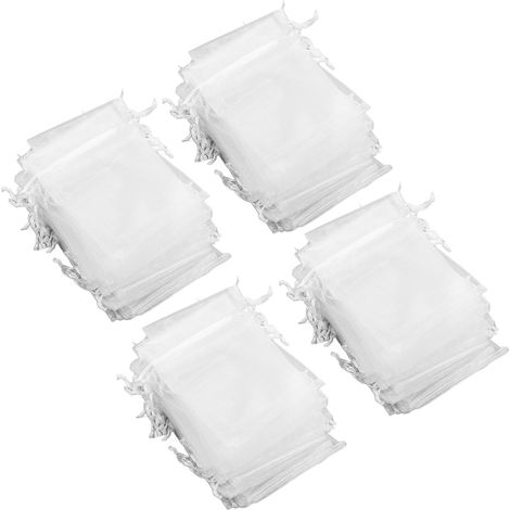 Sac en filet, pochette à bijoux, sac en filet à cordon, sac cadeau, blanc (1/5)