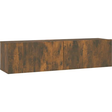 Vidaxl – Armoire murale TV chêne fumé 120x30x30 cm – Bois d'ingénierie – Capacité de charge 60 kg – Installation murale facile