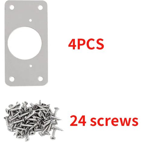 (4 pièces et 24 vis) 4 plaques de fixation de charnières avec vis de montage, plaque de réparation de charnières, utilisées pour la réparation des charnières de portes d'armoires et de placards. (1/5)