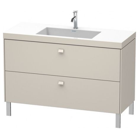 Duravit Brioso meuble lavabo c-collée avec socle sur pied 120,0x48,0 cm, 2 tiroirs, sans trop-plein, avec trou de robinet, 1 trou de robinet, Couleur (avant/corps): Taupe Matt Décor, Poignée Taupe Matt - BR4703O9191