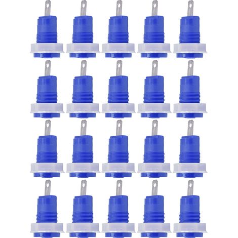 20 unités par paquet, prise banane 4 mm, bornier en cuivre, type de sécurité, bornier de mise à la terre soudé en spirale, 402 1KV 32A, bleu. (1/5)