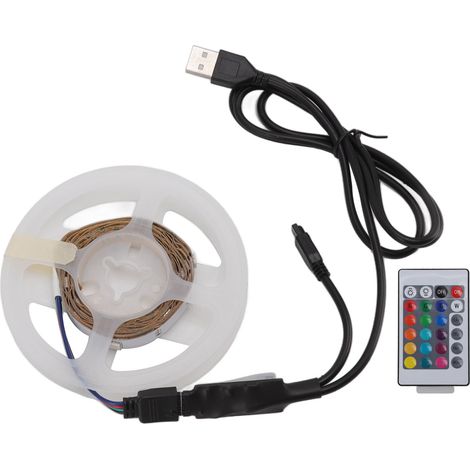 Bande LED RGB 5V USB avec contrôle via application Bluetooth et télécommande infrarouge 24 touches pour fêtes, bars et mariages, 10 m / 32,8 pieds (1/5)