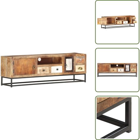 The Living Store Mobile Porta TV 120x30x40 cm in Legno Massello di Recupero - Mobile per TV