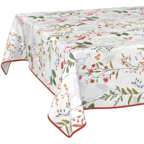 Nappe en Toile cirée Lavable, Facile d'entretien, imperméable, Effet Lotus, pour Table de Jardin, Naturelle, 240 x 140 cm, avec Ourlet (bordée) (1/5)