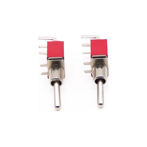 MTS-102-C3 switch, red rocker arm, toggle switch, 6mm hole, three-pronged. (1/4)