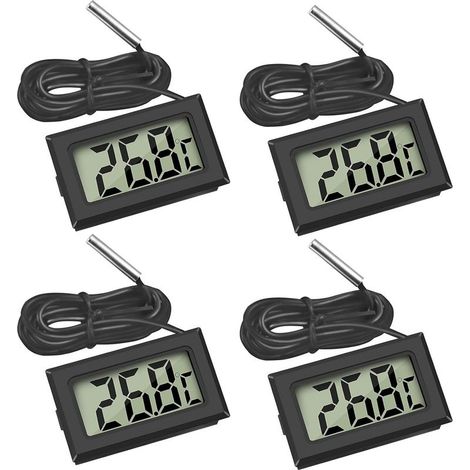 Set of 4 LCD digital thermometers – Measuring range -50℃ to +110℃ – Waterproof external probe for refrigerator and aquarium (1/5)