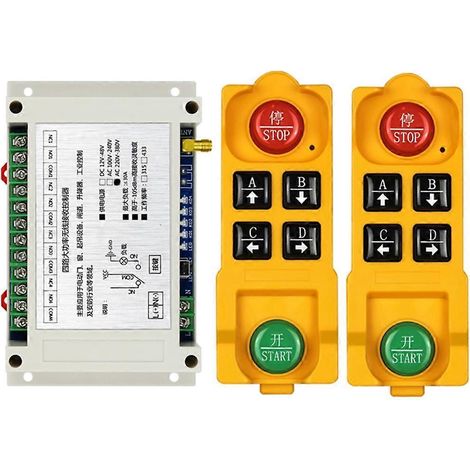 Télécommande sans fil RF 4 canaux 12-48 V CC, récepteur radio longue portée, double télécommande, 433 MHz