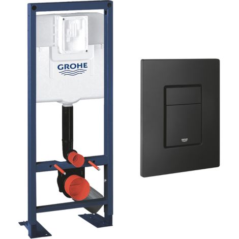 Cisterna empotrada GROHE Rapid SL de ancho reducido con placa de descarga, mismo color negro mate. (1/4)