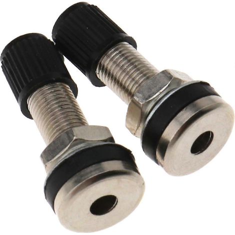 Lot de 2 valves de pneu tubeless en métal avec capuchons anti-poussière pour voiture et moto, 15 x 32 mm (1/5)