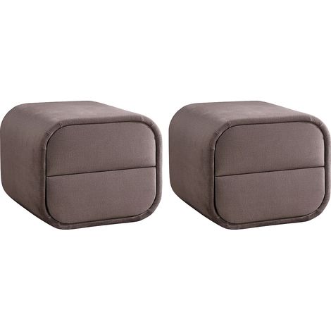 Lot de 2 tables de chevet – 2 tiroirs – Velours – Taupe – VENALORA (1/5)