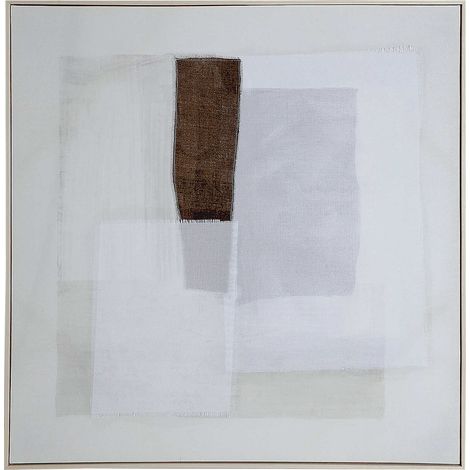 Tableau mural contemporain bruma en toile et bois de pin brun - Blanc et brun naturel (1/4)