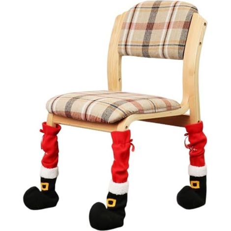 Housses de pieds de chaise de Noël, motif bottes du Père Noël, décorations festives pour pieds de table, ensemble de 4 pièces (1/4)