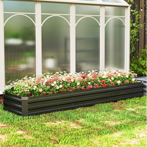 Fioriera rialzata 240x60x30 cm in acciaio grigio scuro, facile da montare FloraGrace (1/5)