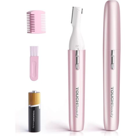 Tondeuse Visage Sourcils Electrique Femme Mini Rasoir Facial à Pile, Rasage de Precision, Aucun Risque de Coupure, Une Petite Brosse de Nettoyage Fournie AG-1658P(Rose) (1/5)