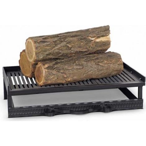 Grille de foyer en fonte avec bac de récupération de cendres 52x31x12 cm