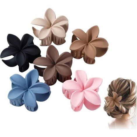 Pince à Cheveux - Fleur - Lot de 6 - Antidérapante - 6 Couleurs - Pratique et Légère (1/4)