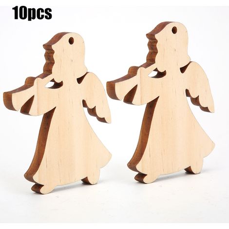 Lot de 10 plaques en bois suspendues pour décoration DIY artisanale, accessoires de sapin de Noël et Nouvel An avec corde (Modèle n°18) (1/5)