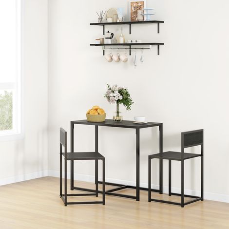Ensemble table et chaises , table à manger 3 pièces avec 2 chaises encastrables, pour cuisine salon maison, noir (1/5)