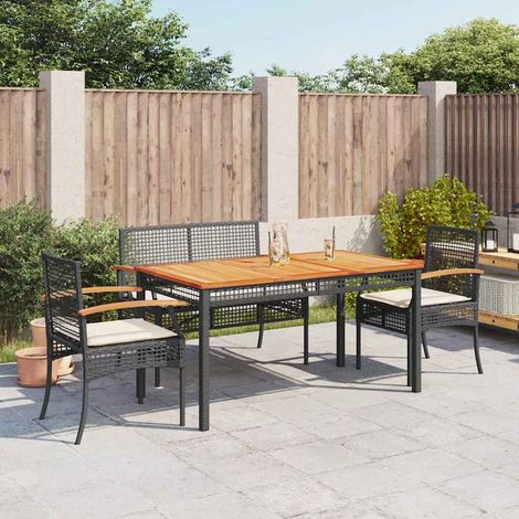 vidaXL Juego comedor jardín 4 piezas con cojines ratán sintético negro (1/5)
