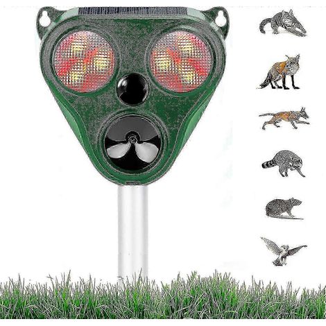 Répulsif à ultrasons pour renards, chats et rats, à énergie solaire, pour l'extérieur, 5 modes, détection de mouvement et moustiques (1/5)