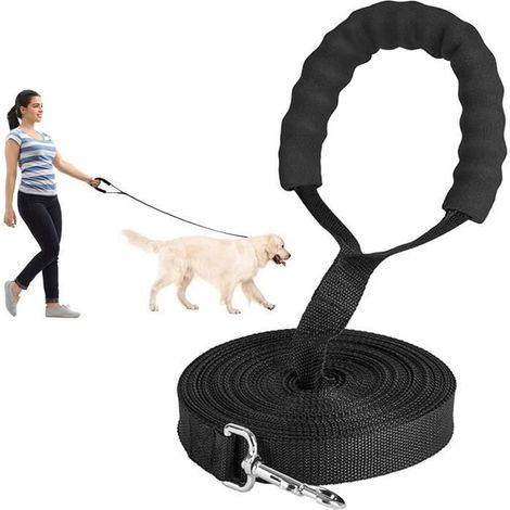 Laisse de Dressage pour Chien - 10 m de Long - en Nylon - pour Grands Chiens - avec poignée rembourrée Confortable - pour Le S[503] (1/4)