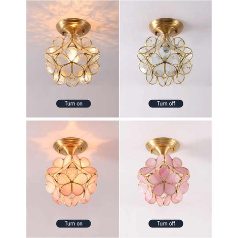 Plafonnier à une lumière à motif floral, suspension en verre créative, lustre LED art déco, lampe suspendue pour couloir, balcon, chambre, salle à manger, hôtel - rose (1/5)