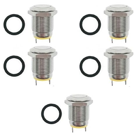 3A 250V 12mm bouton poussoir momentané interrupteur à bouton-poussoir rond en métal interrupteur à bouton-poussoir acier inoxydable (1/5)