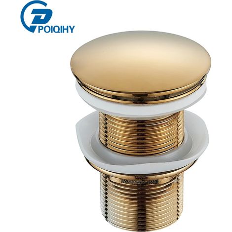 (Golden C)Bathroom Basin Sink Pop Up Drain Waste Stopper Bathroom Faucet Accessories Brass Chrome/Rose Gold/Brushed Gold Basin Sink Drain (1/4)