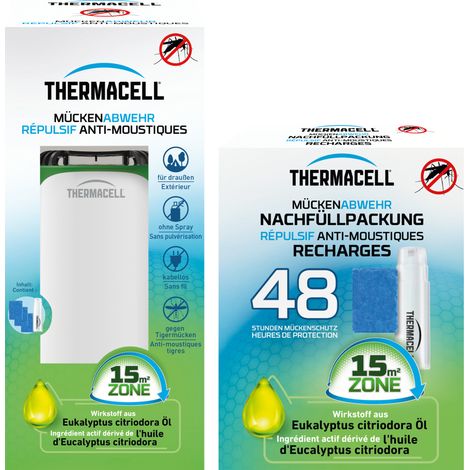 THERMACELL Diffuseur Répulsif Anti Moustiques & Moustiques Tigres - Extérieur - Sans Fil Nomade - Zone de Protection 15m² - Effet Rapide - Inodore - Recharges 48h - 4 Cartouches Gaz + 12 Plaquettes -  (1/5)