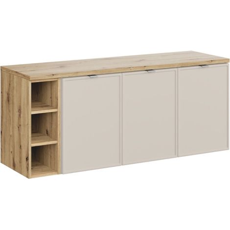 Badezimmer-Set BRAZZA: Waschtischunterschrank 140cm mit sichtbaren Nischen + Waschtischplatte