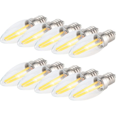 Lot de 10 mini ampoules LED à filament long E12 1,5 W AC230 V pour éclairage domestique, automobile et paysager (1/5)