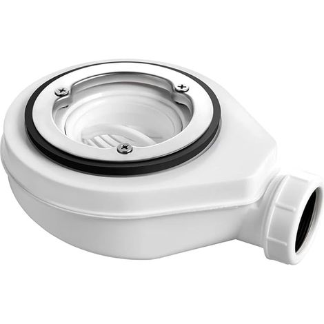 1 ensemble de bonde de douche avec siphon attrape-cheveux 26 mm basse hauteur plastique blanc 22 x 17 x 95 cm, pour projets d'amélioration de la maison (1/5)