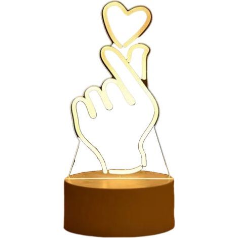 Lampe LED 3D en acrylique Love Romantique pour la maison, veilleuse pour enfants, lampe de table, décor de fête d'anniversaire-9 (1/5)