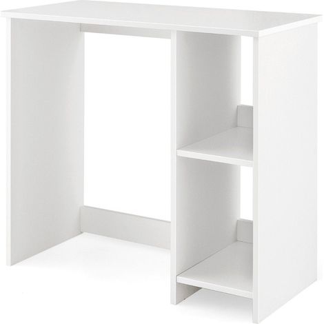 Petit bureau avec 2 compartiments table d'ordinateur table de bureau table PC 80 x 40 x 74 cm blanc