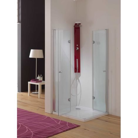 Box doccia angolare varie misure ante a libro 80x80 cm argento satin