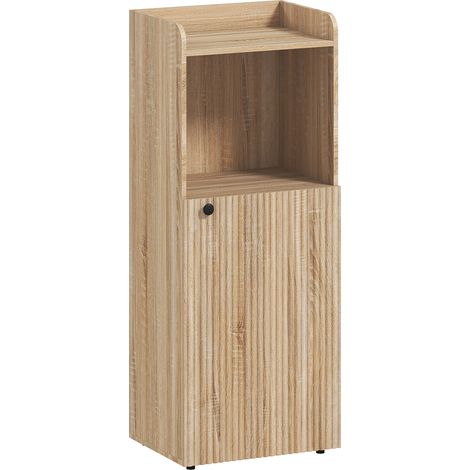 Meuble salle de bain étroit 4 étagères, rangement colonne à compartiments ouverts, placard mural, 40x31x104 cm, chêne jaune (1/5)