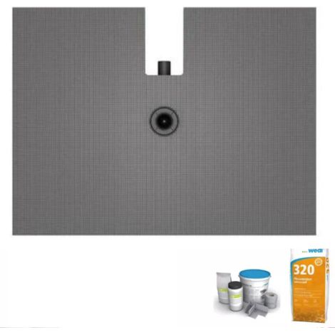 Pack receveur de douche à carreler Wedi Fundo Plano 120 x 90 + bonde intégrée + kit d'étanchéité + Wedi 320