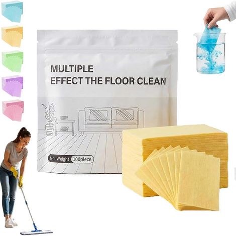 Lingettes nettoyantes pour sols et parquets 100 unités action multiple couleur jaune (1/5)