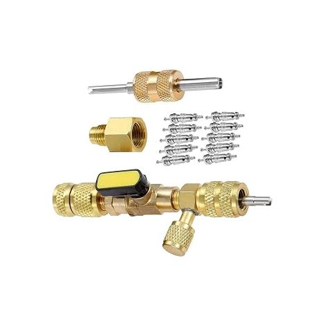 Lot de 2 kits d'installation de dénoyauteur de valve pour R134A R12 avec design réglable pour systèmes de climatisation haute basse pression