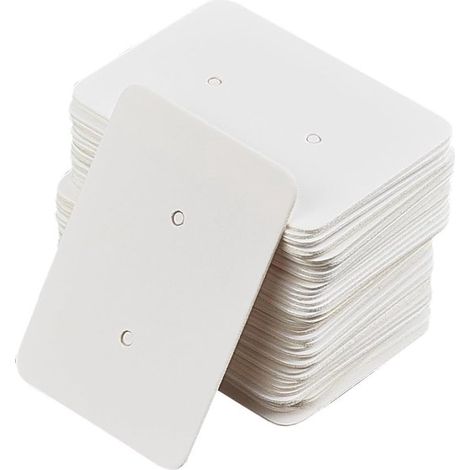300 tarjetas para pendientes de 3,5 x 2,5 cm, expositores de joyería, tarjetas de cartón blanco para collares, pulseras, pendientes y llaveros. (1/5)