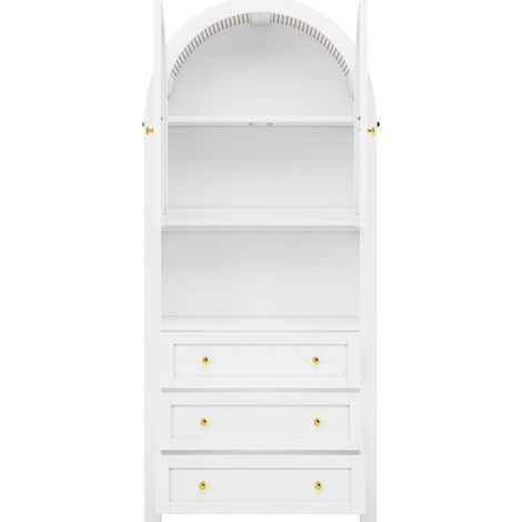 Credenza alta ad arco con 3 cassetti in MDF bianco 70 x 35 x 180 cm HOMVRA (1/5)